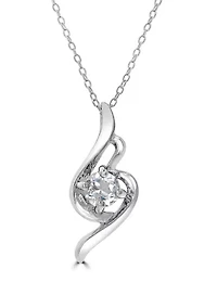 Sterling Silver White Topaz Swirl Necklace