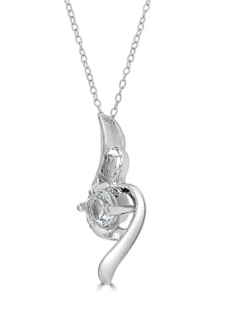 Sterling Silver White Topaz Swirl Necklace