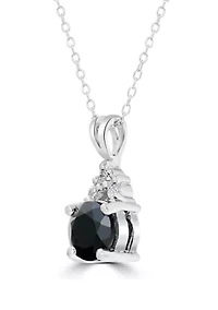 Sterling Silver Round Cut Black Onyx and Cubic Zirconia Bale Necklace