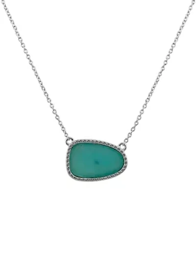  Sterling Silver Genuine Amazonite Necklace 