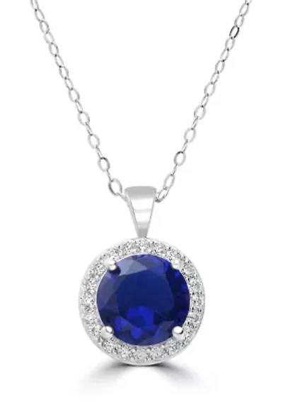 Round Cubic Zirconia Halo Pendant Necklace