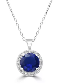  Round Cubic Zirconia Halo Pendant Necklace