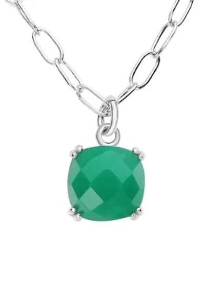 Faceted Agate Pendant on Paperclip Chain