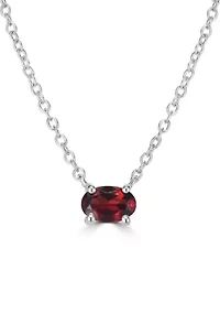 Sterling Silver Oval Topaz Pendant Necklace
