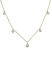 Sterling Silver Pearl Station Necklace
