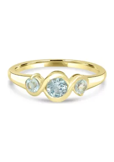 Gold over Sterling Silver Blue Topaz 3 Stone Ring