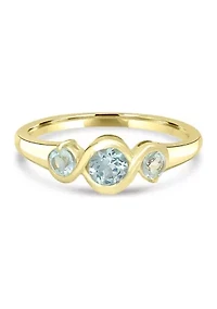 Gold over Sterling Silver Blue Topaz 3 Stone Ring