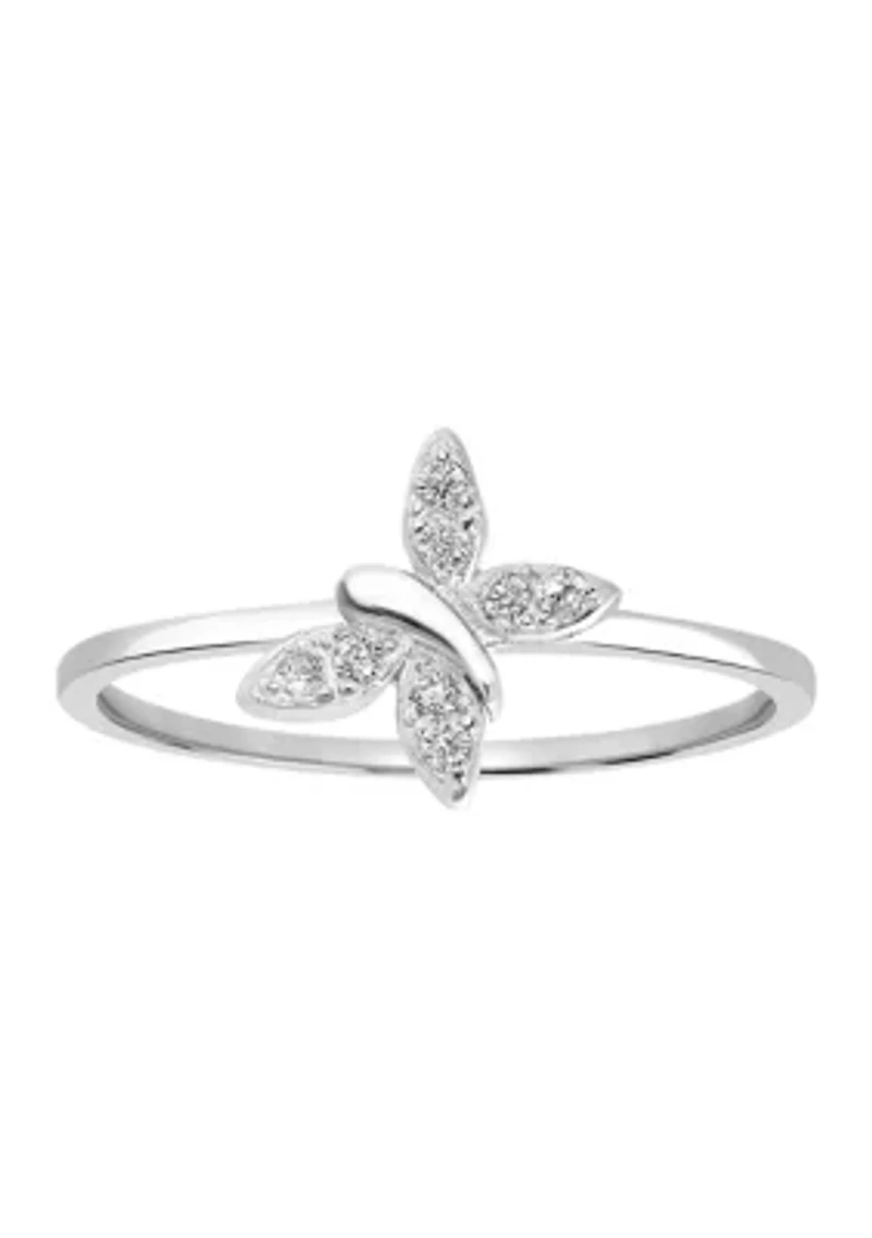 Sterling Silver Cubic Zirconia Butterfly Ring
