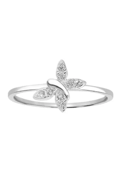 Sterling Silver Cubic Zirconia Butterfly Ring