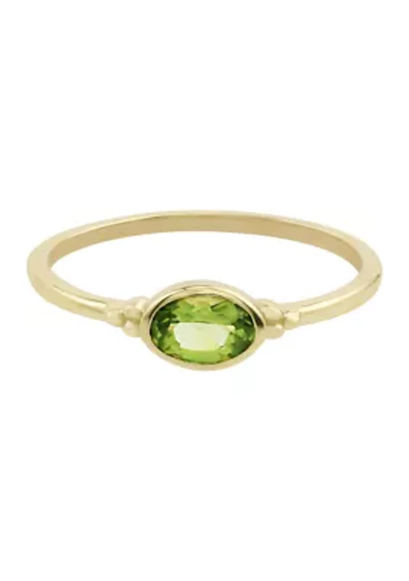 Gold over Sterling Silver Peridot Oblong Ring