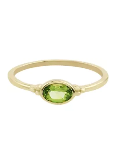Gold over Sterling Silver Peridot Oblong Ring