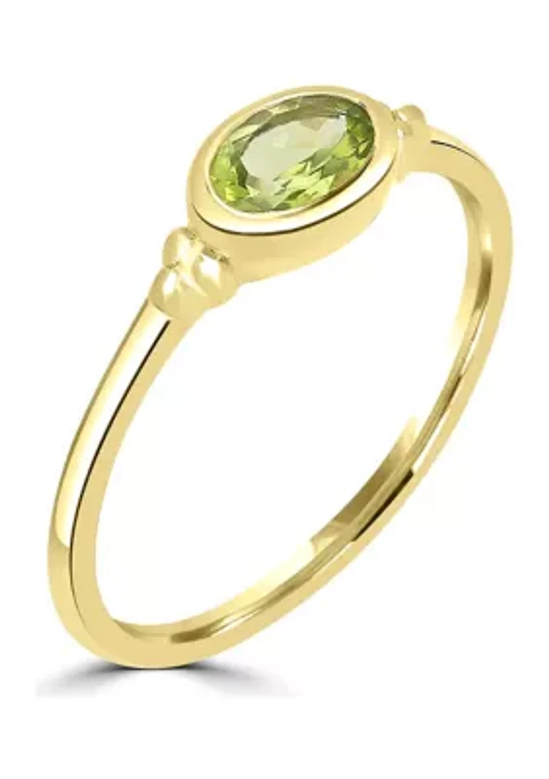 Gold over Sterling Silver Peridot Oblong Ring