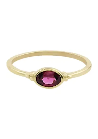 Gold over Sterling Silver Rhodolite Oblong Ring