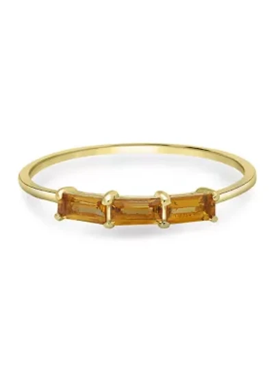 Gold over Sterling Silver Citrine 3 Stone Ring