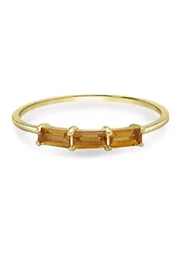 Gold over Sterling Silver Citrine 3 Stone Ring
