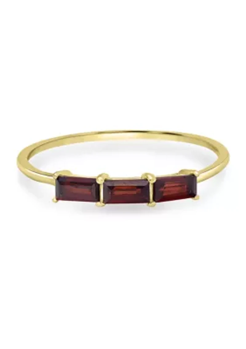 Gold over Sterling Silver Garnet 3 Stone Ring