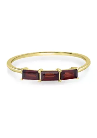 Gold over Sterling Silver Garnet 3 Stone Ring