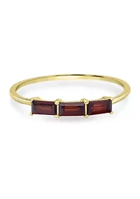 Gold over Sterling Silver Garnet 3 Stone Ring