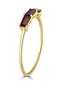 Gold over Sterling Silver Garnet 3 Stone Ring