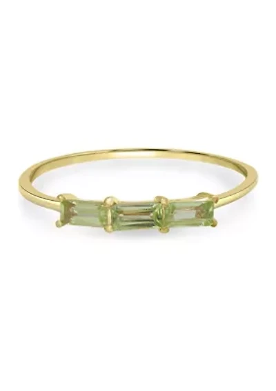 Gold over Sterling Silver Peridot 3 Stone Ring