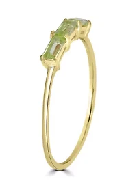 Gold over Sterling Silver Peridot 3 Stone Ring