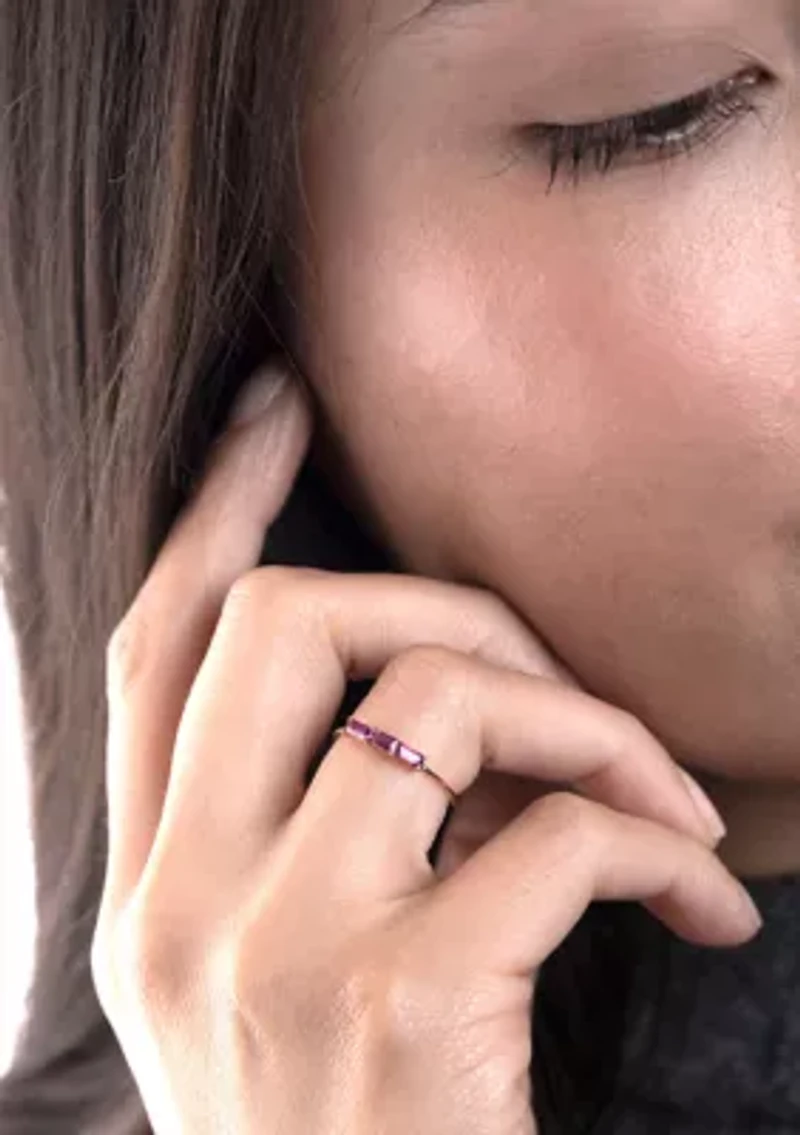 Gold over Sterling Silver Rhodolite 3 Stone Ring