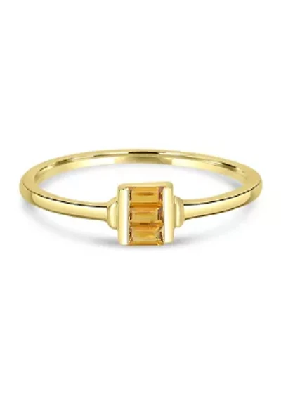 Gold over Sterling Silver Citrine Rectangle Ring