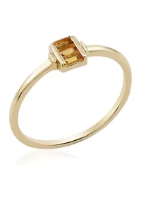 Gold over Sterling Silver Citrine Rectangle Ring