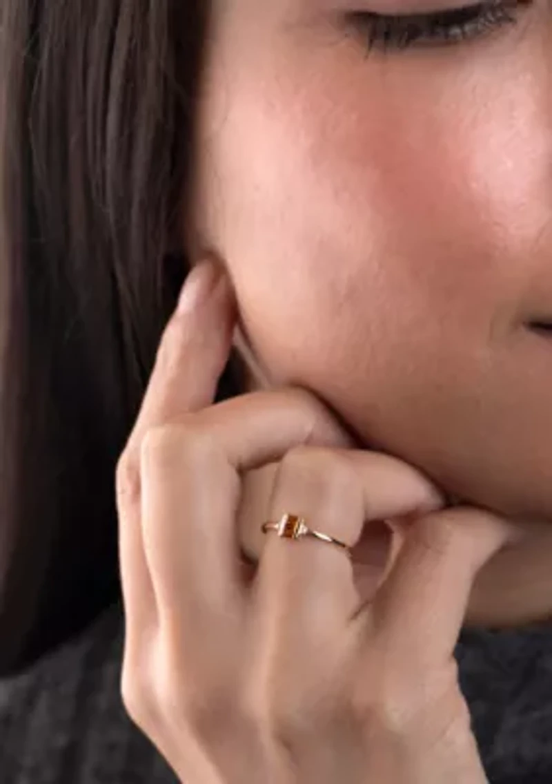 Gold over Sterling Silver Citrine Rectangle Ring