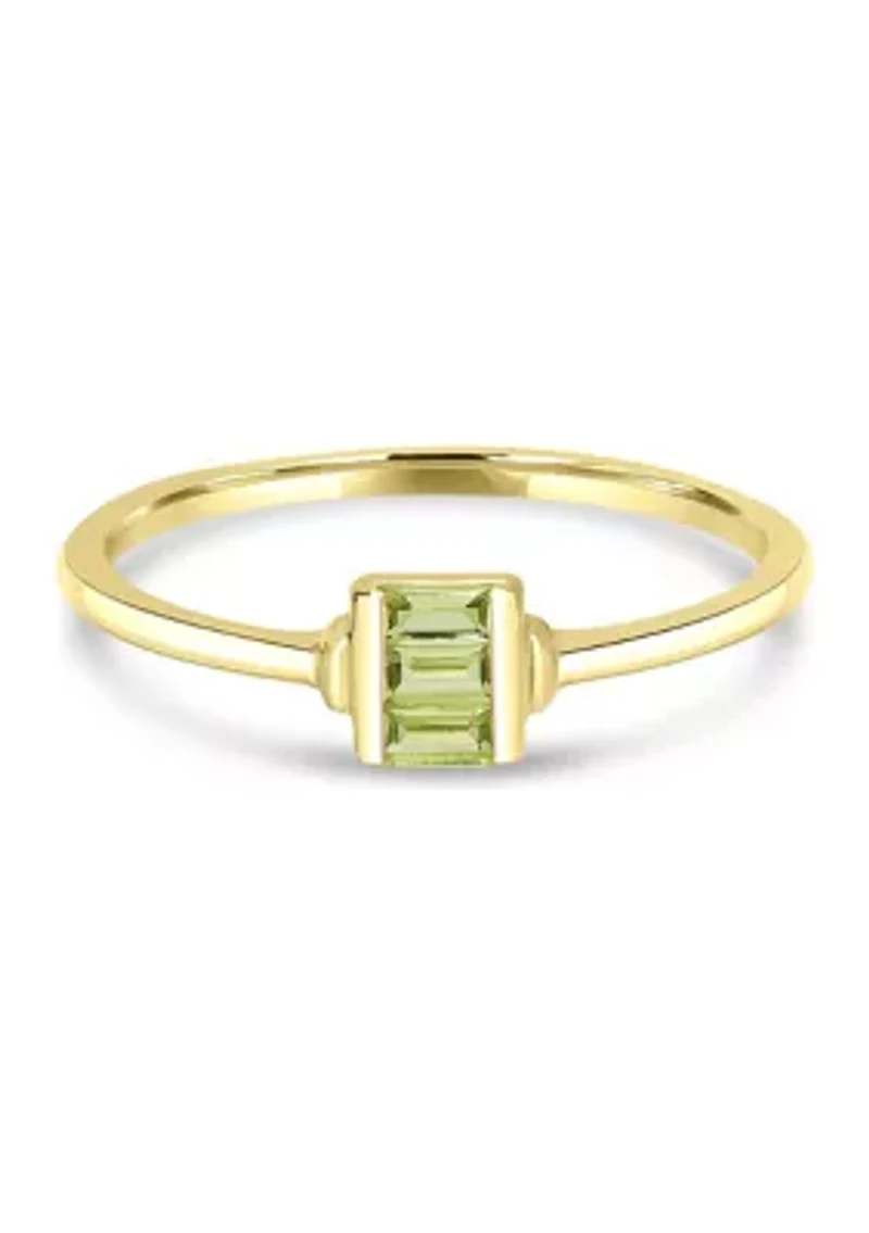 Gold over Sterling Silver Peridot Rectangle Ring