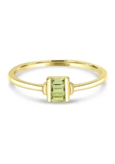 Gold over Sterling Silver Peridot Rectangle Ring