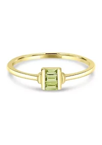 Gold over Sterling Silver Peridot Rectangle Ring
