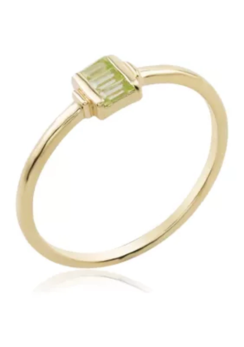 Gold over Sterling Silver Peridot Rectangle Ring