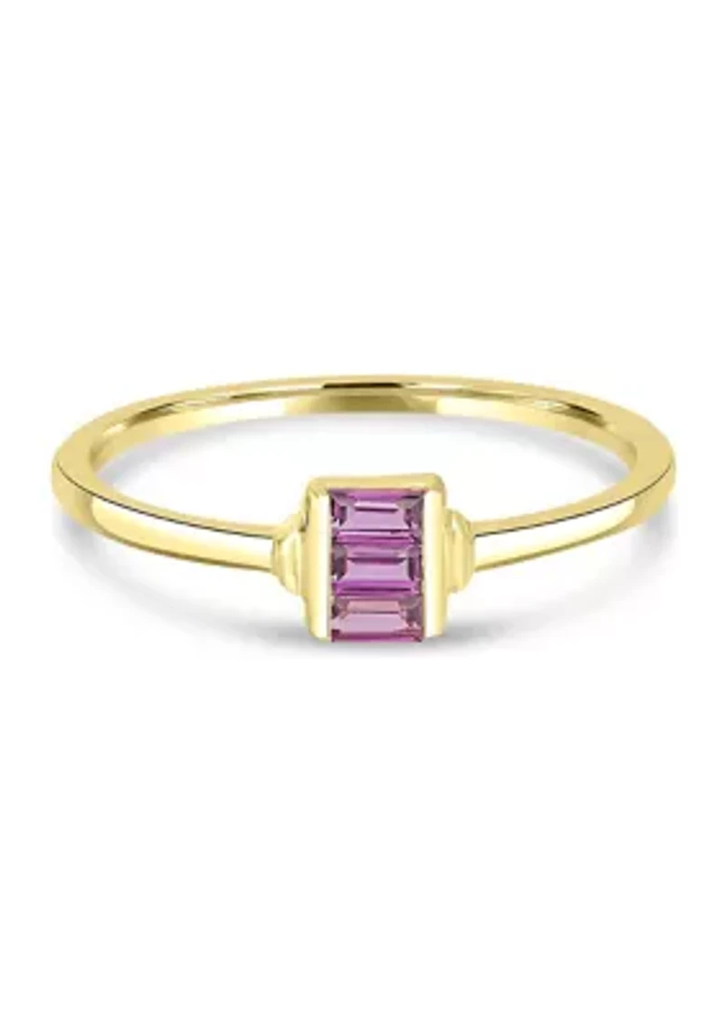 Gold over Sterling Silver Rhodolite Rectangle Ring