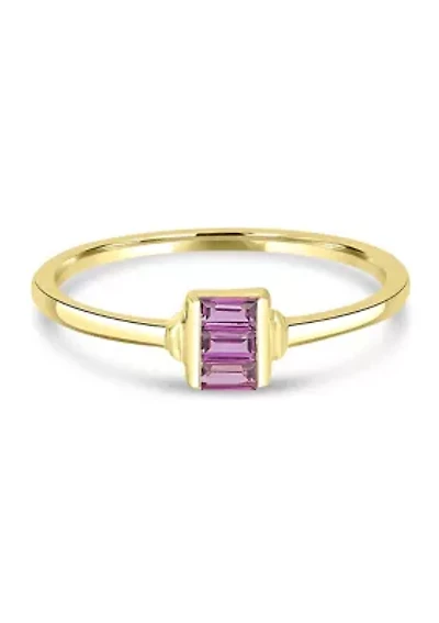 Gold over Sterling Silver Rhodolite Rectangle Ring