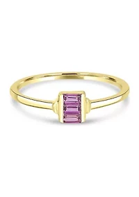 Gold over Sterling Silver Rhodolite Rectangle Ring