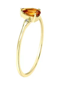 Gold over Sterling Silver Citrine and White Topaz Pear Ring