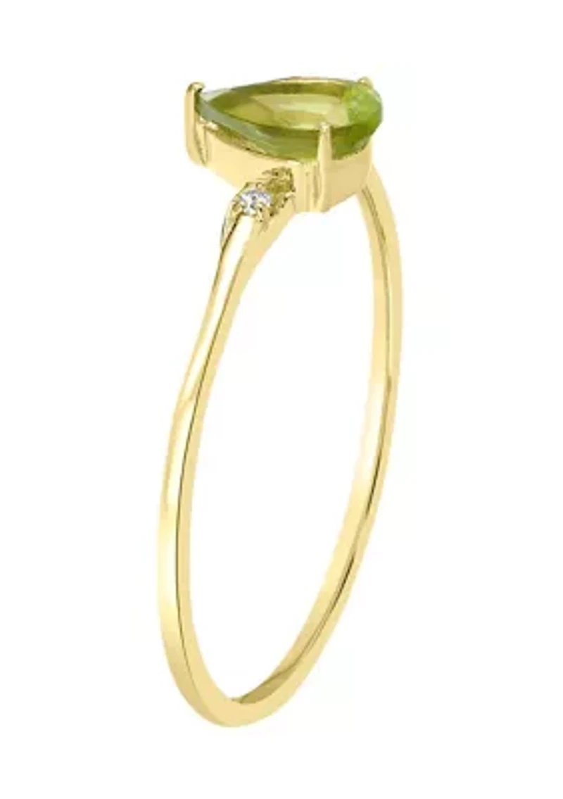 Gold over Sterling Silver Opal and White Topaz Pear Ring