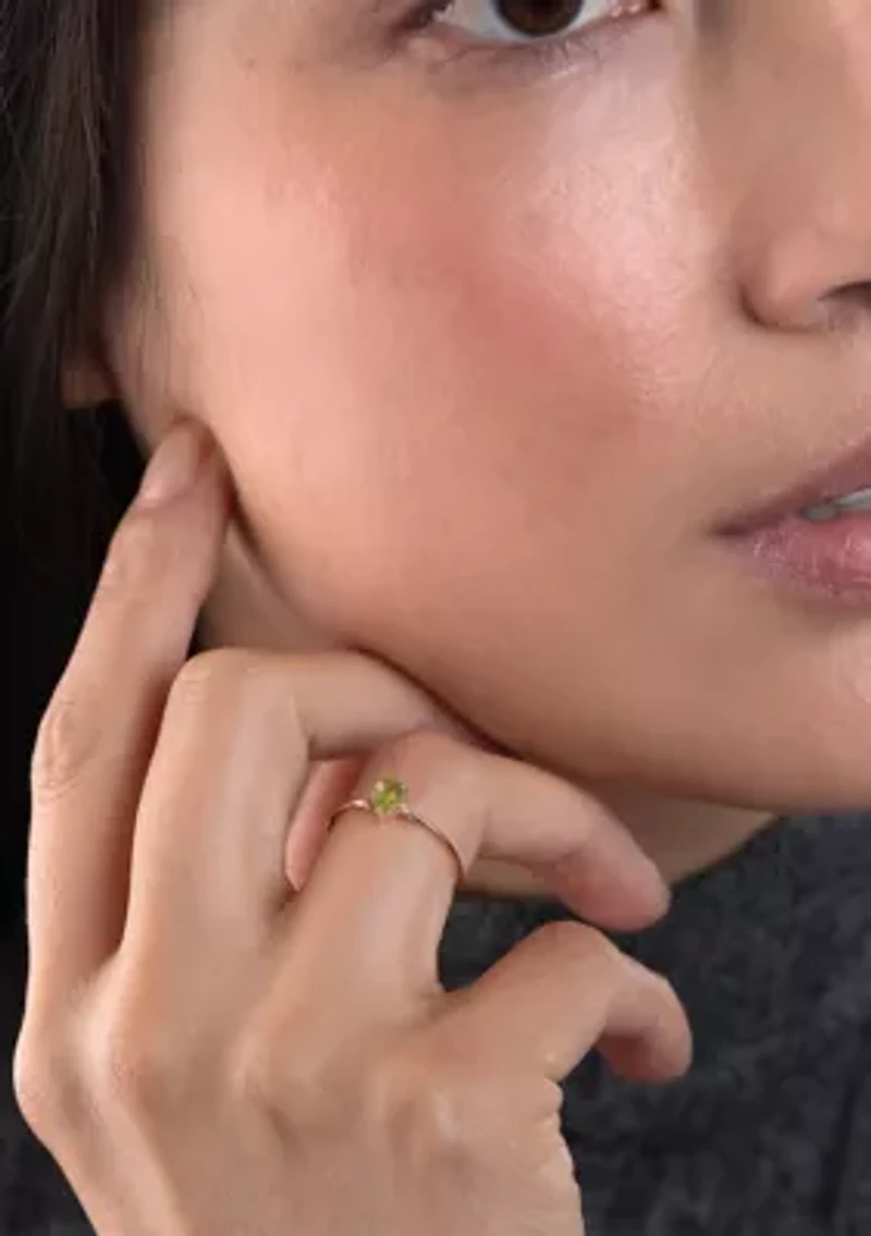 Gold over Sterling Silver Opal and White Topaz Pear Ring