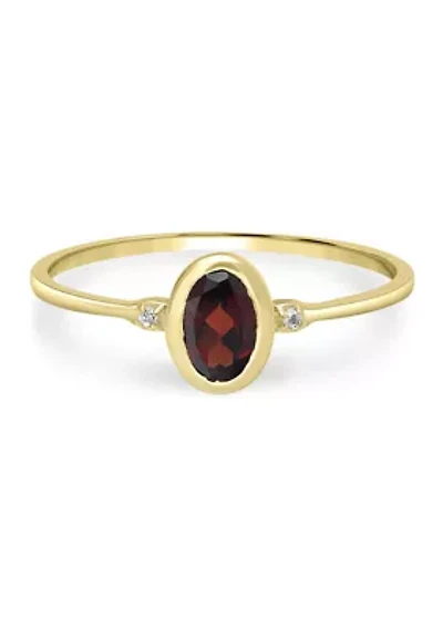 Gold over Sterling Silver Garnet and White Topaz Oval Ring