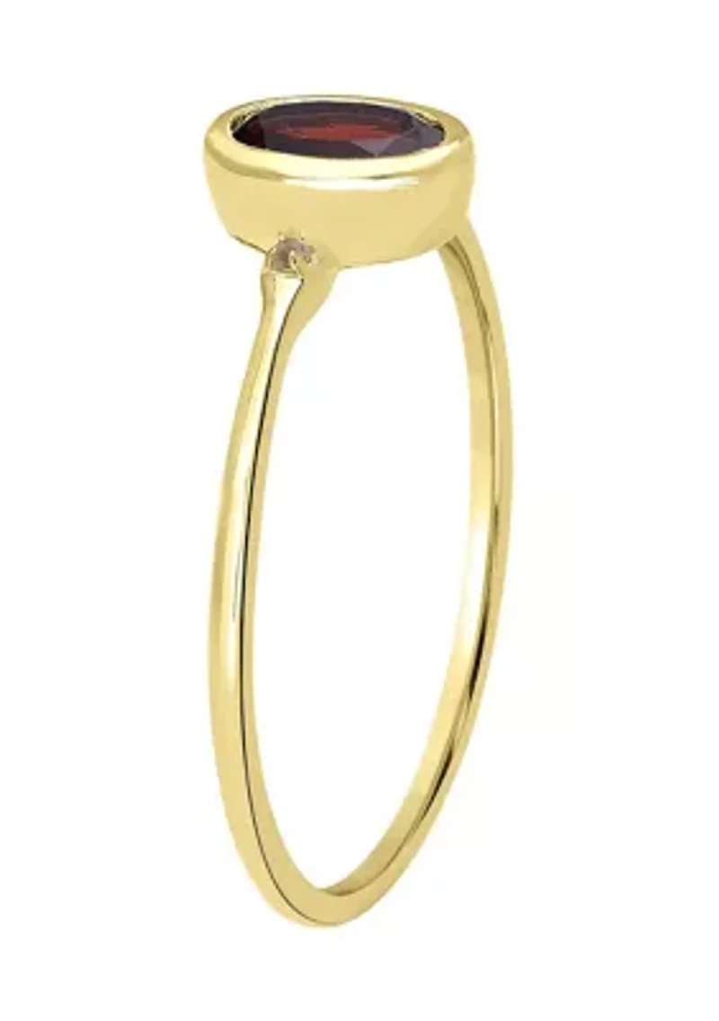 Gold over Sterling Silver Garnet and White Topaz Oval Ring