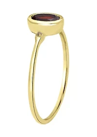 Gold over Sterling Silver Garnet and White Topaz Oval Ring