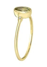 Gold over Sterling Silver Peridot and White topaz Oval Ring