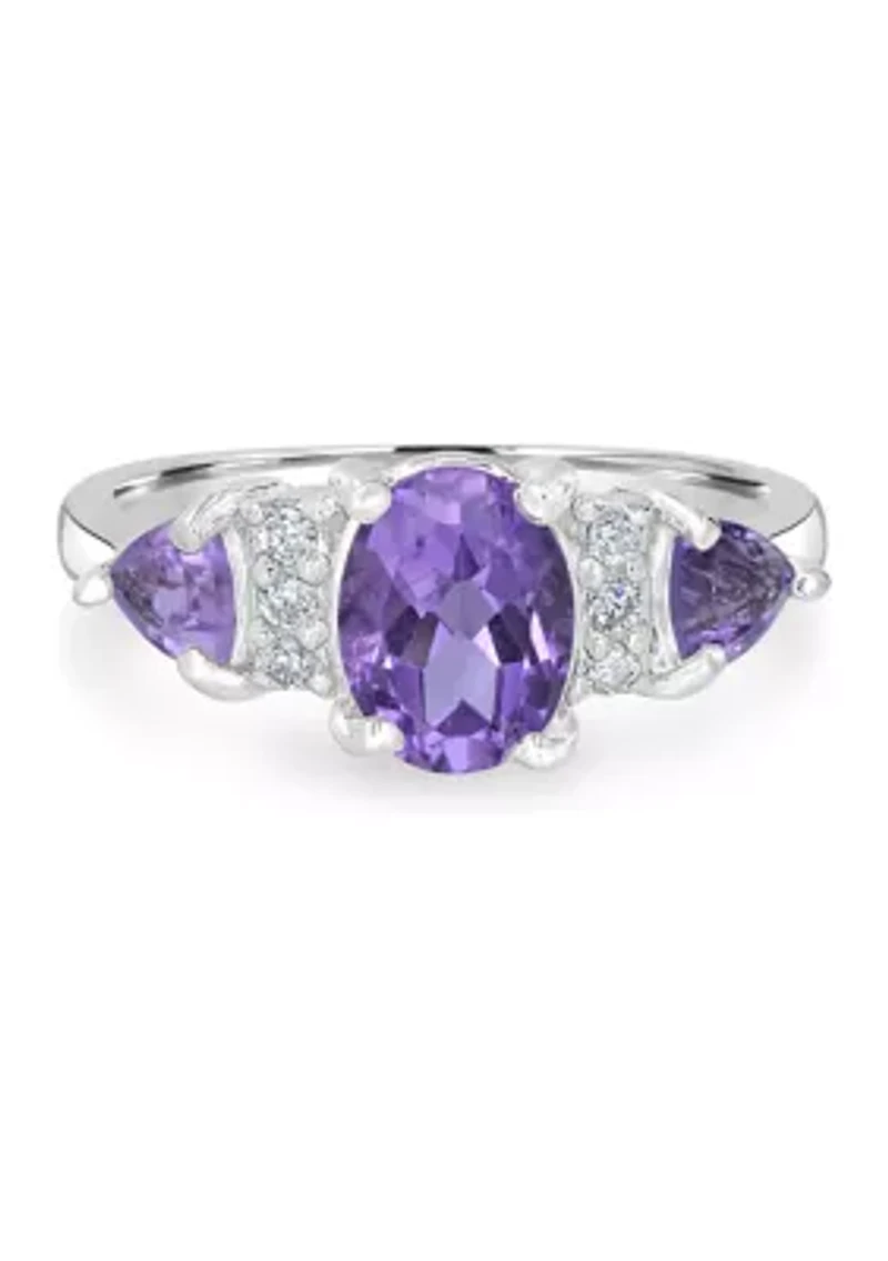 Sterling Silver 3 Stone Oval Ring