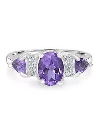 Sterling Silver 3 Stone Oval Ring