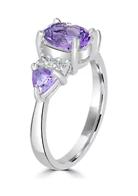 Sterling Silver 3 Stone Oval Ring