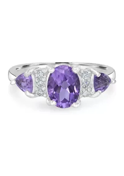 Sterling Silver 3 Stone Oval Ring