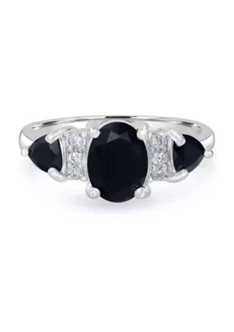 Sterling Silver 3 Stone Oval Ring