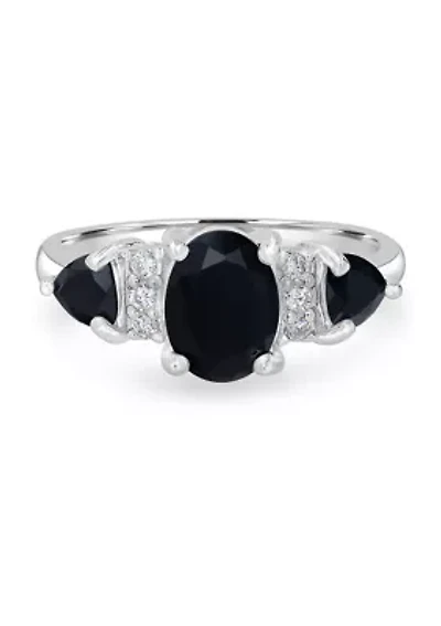 Sterling Silver 3 Stone Oval Ring