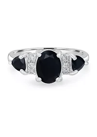 Sterling Silver 3 Stone Oval Ring